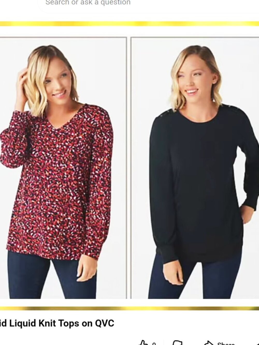 2 Susan Graver Print/Solid Liquid Knit Long Sleeve Tops 4X New Black & Berry